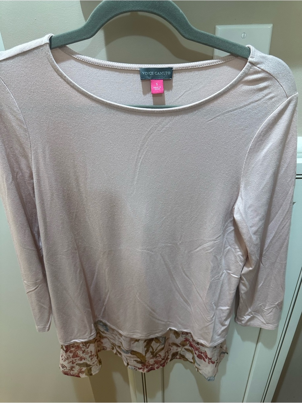 Vince Camuto Blush Pink Layered-Hem Women's Top